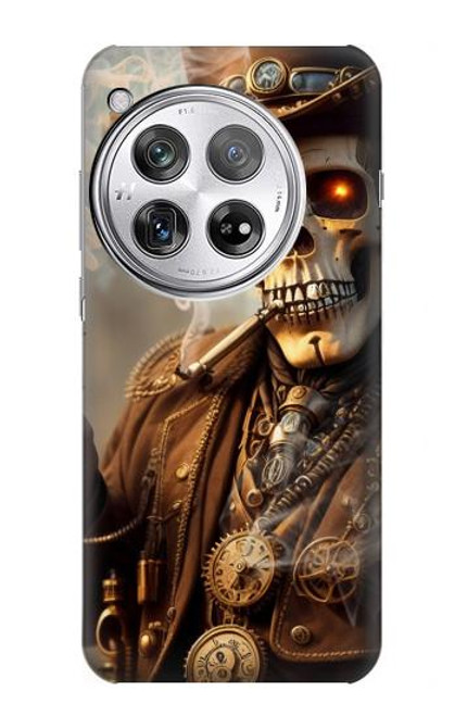 W3949 Steampunk Skull Smoking Hard Case and Leather Flip Case For OnePlus 12