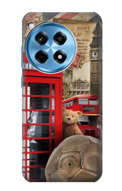 W3856 Vintage London British Hard Case and Leather Flip Case For OnePlus 12R