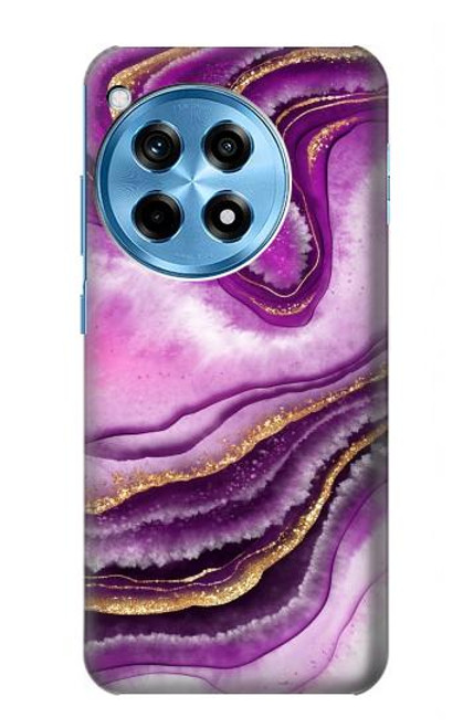 W3896 Purple Marble Gold Streaks Hard Case and Leather Flip Case For OnePlus 12R