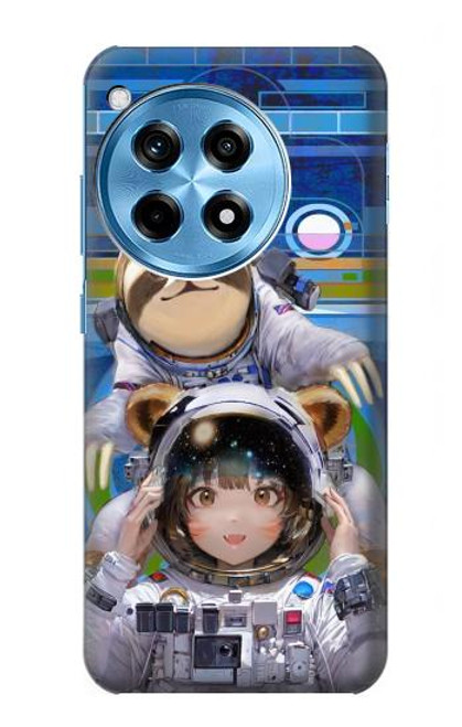 W3915 Raccoon Girl Baby Sloth Astronaut Suit Hard Case and Leather Flip Case For OnePlus 12R