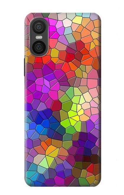 W3677 Colorful Brick Mosaics Hard Case and Leather Flip Case For Sony Xperia 10 VI