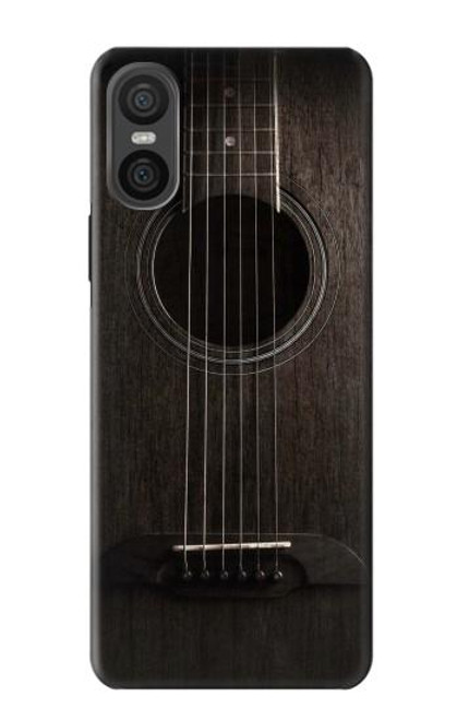 W3834 Old Woods Black Guitar Hard Case and Leather Flip Case For Sony Xperia 10 VI