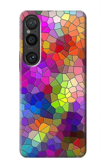 W3677 Colorful Brick Mosaics Hard Case and Leather Flip Case For Sony Xperia 1 VI