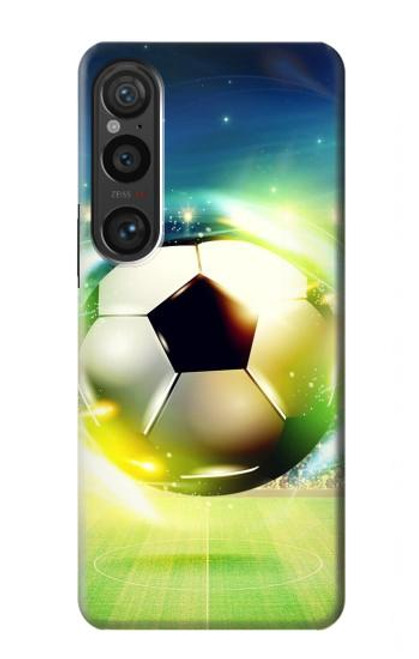 W3844 Glowing Football Soccer Ball Hard Case and Leather Flip Case For Sony Xperia 1 VI