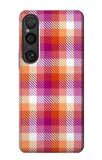 W3941 LGBT Lesbian Pride Flag Plaid Hard Case and Leather Flip Case For Sony Xperia 1 VI