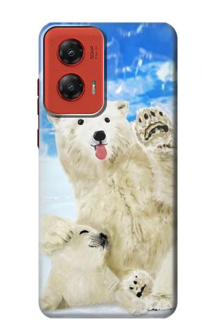 W3794 Arctic Polar Bear and Seal Paint Hard Case and Leather Flip Case For Motorola Moto G Stylus 5G (2024)
