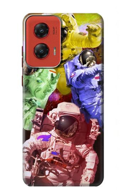 W3914 Colorful Nebula Astronaut Suit Galaxy Hard Case and Leather Flip Case For Motorola Moto G Stylus 5G (2024)