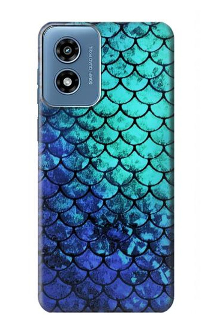 W3047 Green Mermaid Fish Scale Hard Case and Leather Flip Case For Motorola Moto G Play 4G (2024)