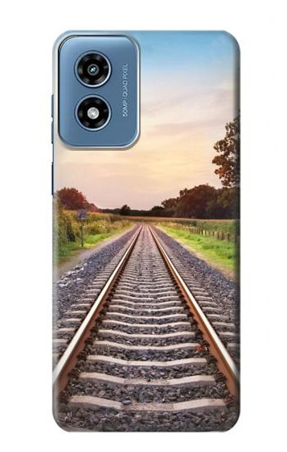 W3866 Railway Straight Train Track Hard Case and Leather Flip Case For Motorola Moto G Play 4G (2024)