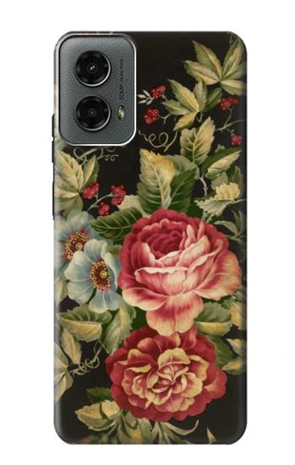 W3013 Vintage Antique Roses Hard Case and Leather Flip Case For Motorola Moto G 5G (2024)