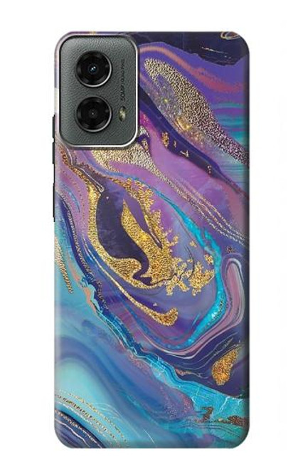 W3676 Colorful Abstract Marble Stone Hard Case and Leather Flip Case For Motorola Moto G 5G (2024)