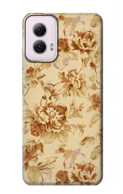 W2180 Flower Floral Vintage Pattern Hard Case and Leather Flip Case For Motorola Moto G Power 5G (2024)