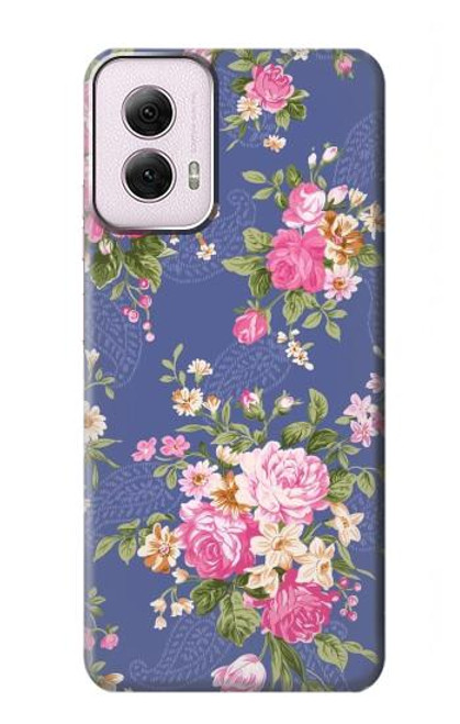 W3265 Vintage Flower Pattern Hard Case and Leather Flip Case For Motorola Moto G Power 5G (2024)