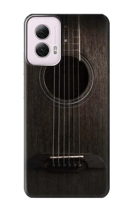 W3834 Old Woods Black Guitar Hard Case and Leather Flip Case For Motorola Moto G Power 5G (2024)
