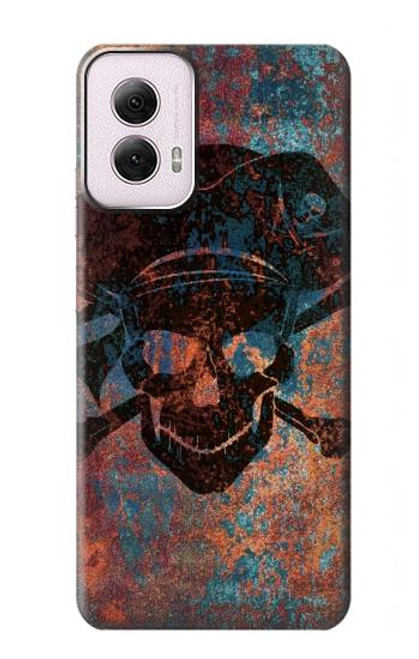 W3895 Pirate Skull Metal Hard Case and Leather Flip Case For Motorola Moto G Power 5G (2024)