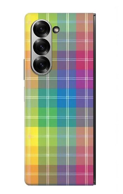 W3942 LGBTQ Rainbow Plaid Tartan Hard Case and Leather Flip Case For Samsung Galaxy Z Fold 6