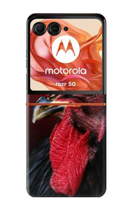 W3797 Chicken Rooster Hard Case and Leather Flip Case For Motorola Razr 50