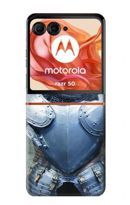 W3864 Medieval Templar Heavy Armor Knight Hard Case and Leather Flip Case For Motorola Razr 50