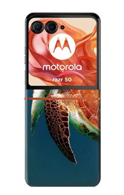 W3899 Sea Turtle Hard Case and Leather Flip Case For Motorola Razr 50