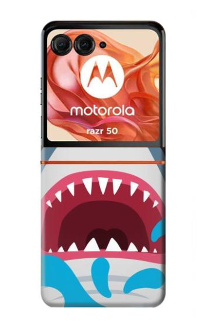 W3947 Shark Helicopter Cartoon Hard Case and Leather Flip Case For Motorola Razr 50