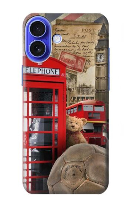 W3856 Vintage London British Hard Case and Leather Flip Case For iPhone 16