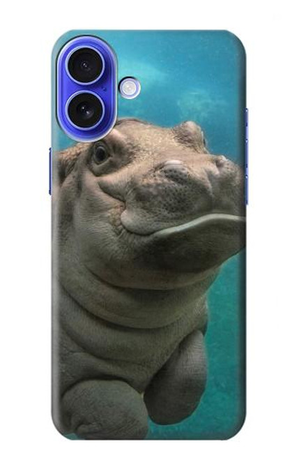 W3871 Cute Baby Hippo Hippopotamus Hard Case and Leather Flip Case For iPhone 16