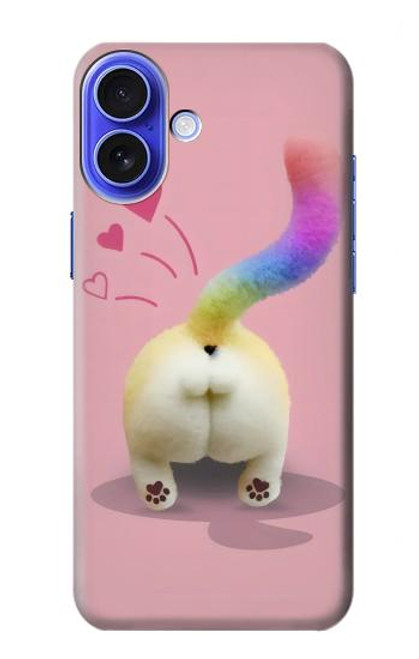 W3923 Cat Bottom Rainbow Tail Hard Case and Leather Flip Case For iPhone 16