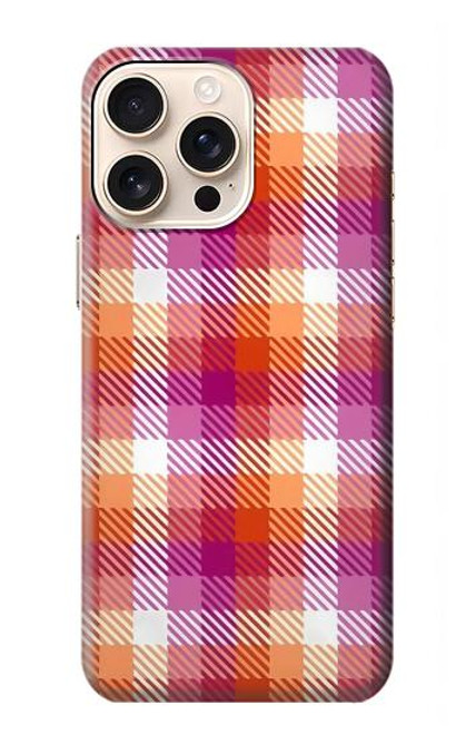 W3941 LGBT Lesbian Pride Flag Plaid Hard Case and Leather Flip Case For iPhone 16 pro