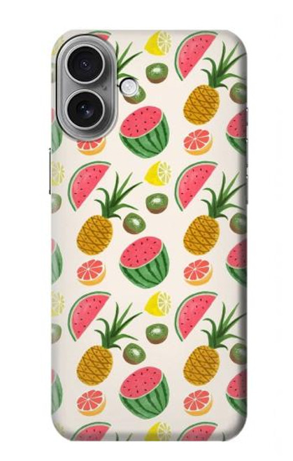 W3883 Fruit Pattern Hard Case and Leather Flip Case For iPhone 16 plus