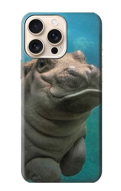 W3871 Cute Baby Hippo Hippopotamus Hard Case and Leather Flip Case For iPhone 16 pro max