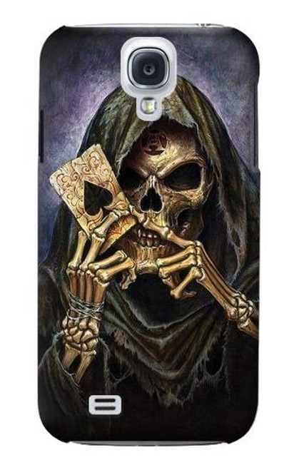 W3594 Grim Reaper Wins Poker Hard Case and Leather Flip Case For Samsung Galaxy S4