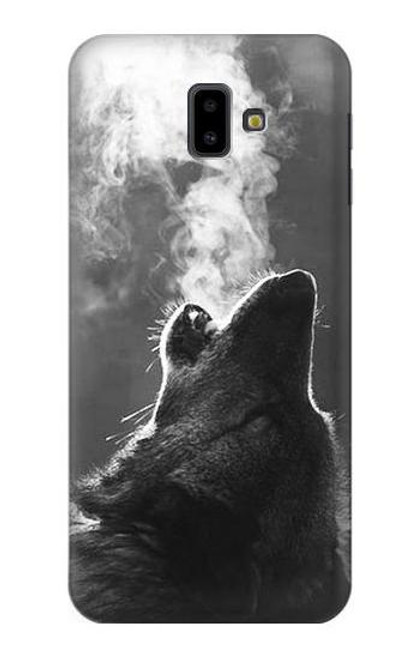 W3505 Wolf Howling Hard Case and Leather Flip Case For Samsung Galaxy J6+ (2018), J6 Plus (2018)