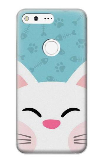 W3542 Cute Cat Cartoon Hard Case and Leather Flip Case For Google Pixel XL