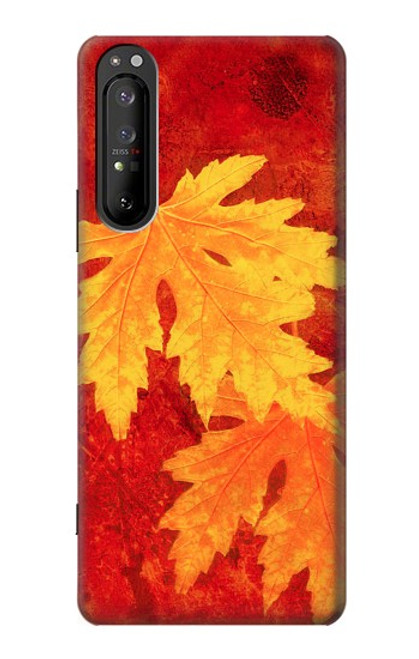 W0479 Maple Leaf Hard Case and Leather Flip Case For Sony Xperia 1 II