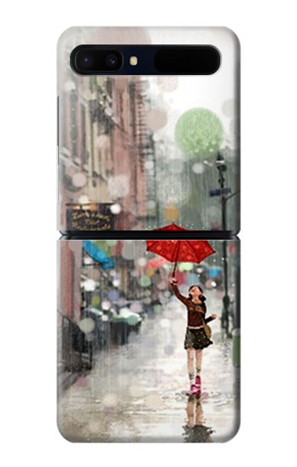 W0108 Girl in The Rain Hard Case For Samsung Galaxy Z Flip 5G