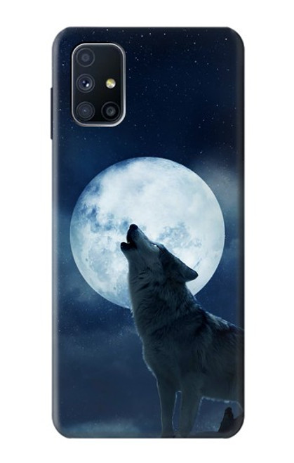 W3693 Grim White Wolf Full Moon Hard Case and Leather Flip Case For Samsung Galaxy M51