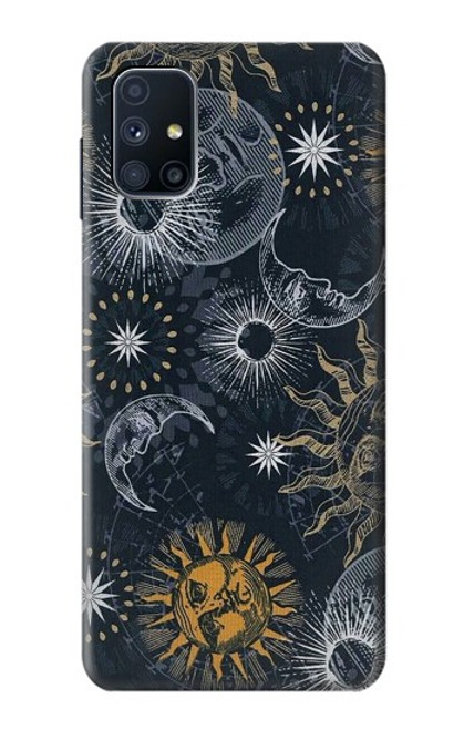 W3702 Moon and Sun Hard Case and Leather Flip Case For Samsung Galaxy M51