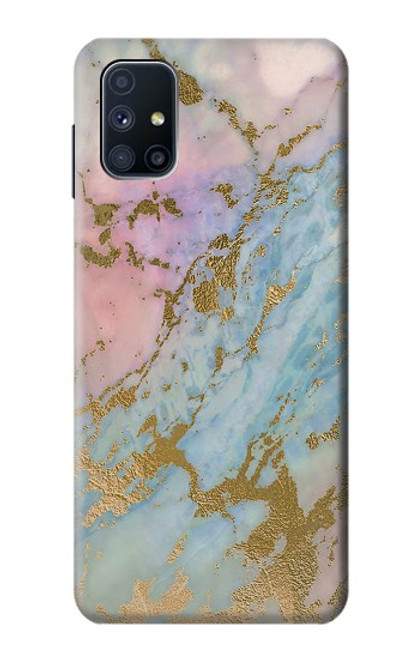 W3717 Rose Gold Blue Pastel Marble Graphic Printed Hard Case and Leather Flip Case For Samsung Galaxy M51