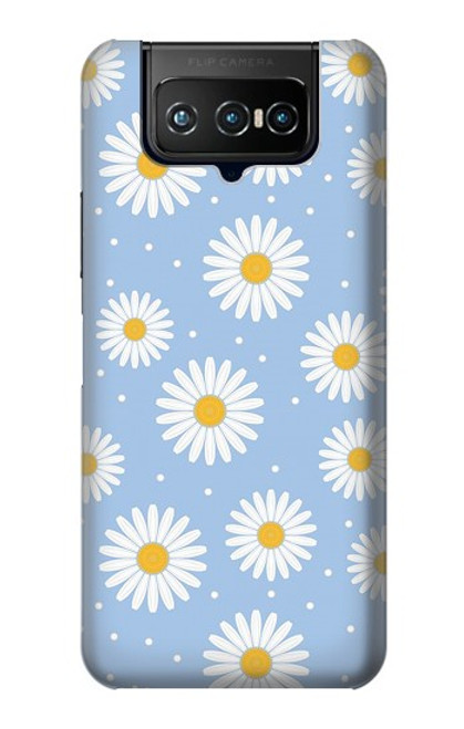 W3681 Daisy Flowers Pattern Hard Case and Leather Flip Case For ASUS ZenFone 7 Pro