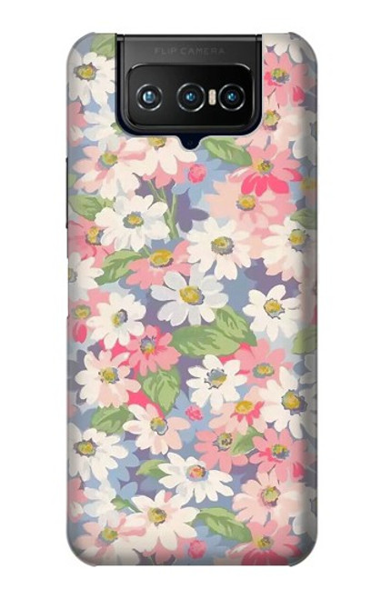 W3688 Floral Flower Art Pattern Hard Case and Leather Flip Case For ASUS ZenFone 7 Pro