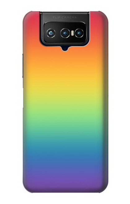 W3698 LGBT Gradient Pride Flag Hard Case and Leather Flip Case For ASUS ZenFone 7 Pro