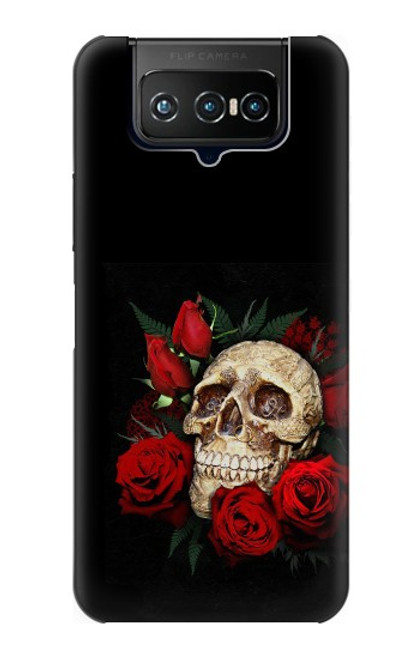 W3753 Dark Gothic Goth Skull Roses Hard Case and Leather Flip Case For ASUS ZenFone 7 Pro
