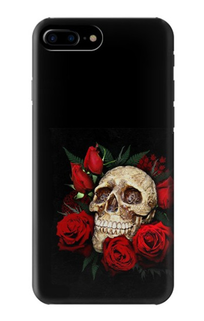 W3753 Dark Gothic Goth Skull Roses Hard Case and Leather Flip Case For iPhone 7 Plus, iPhone 8 Plus