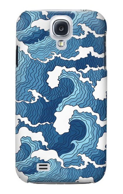 W3751 Wave Pattern Hard Case and Leather Flip Case For Samsung Galaxy S4