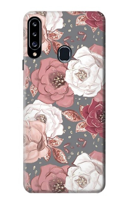 W3716 Rose Floral Pattern Hard Case and Leather Flip Case For Samsung Galaxy A20s