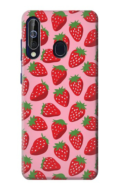 W3719 Strawberry Pattern Hard Case and Leather Flip Case For Samsung Galaxy A60