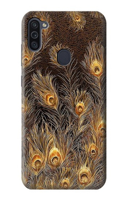 W3691 Gold Peacock Feather Hard Case and Leather Flip Case For Samsung Galaxy M11