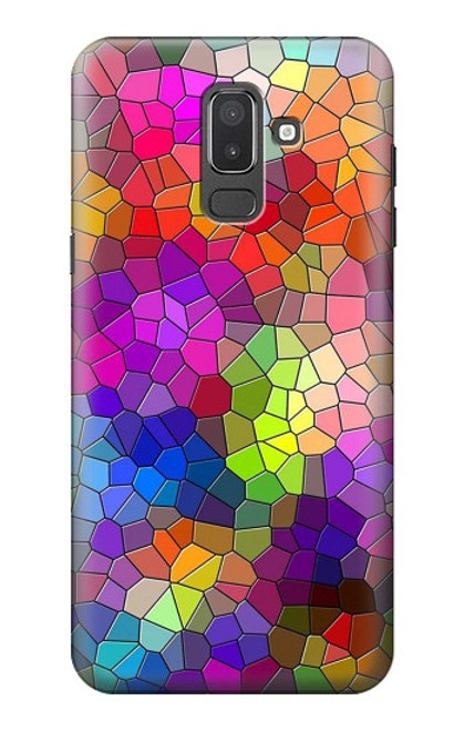 W3677 Colorful Brick Mosaics Hard Case and Leather Flip Case For Samsung Galaxy J8 (2018)