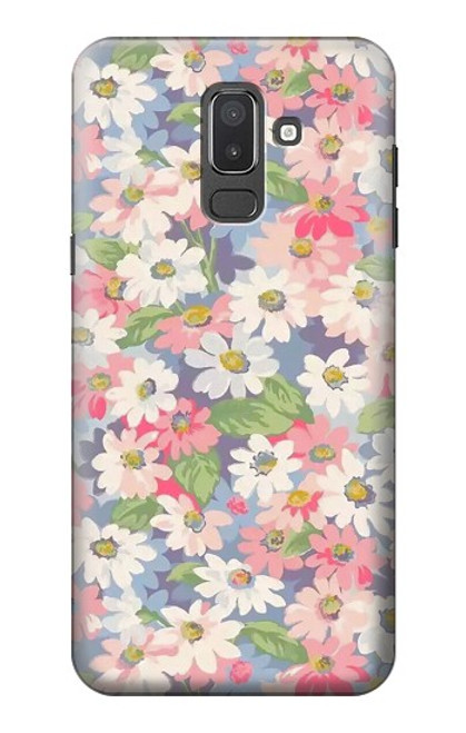 W3688 Floral Flower Art Pattern Hard Case and Leather Flip Case For Samsung Galaxy J8 (2018)