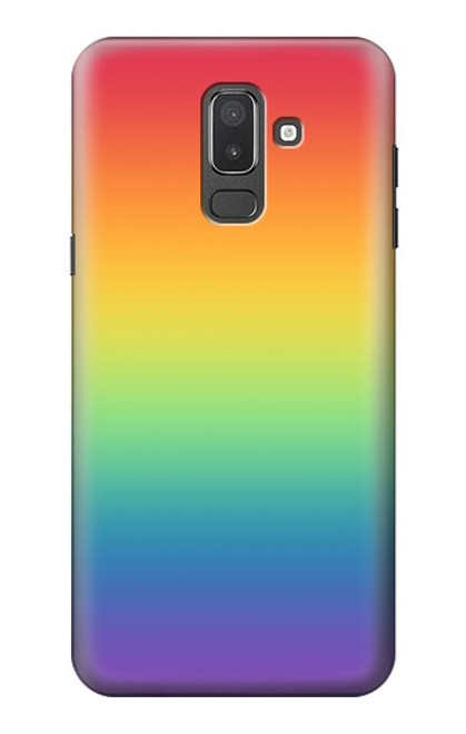 W3698 LGBT Gradient Pride Flag Hard Case and Leather Flip Case For Samsung Galaxy J8 (2018)
